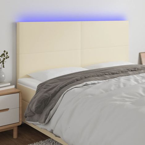 Cabecero con luces LED cuero sintético crema 200x5x118/128 cm vidaXL