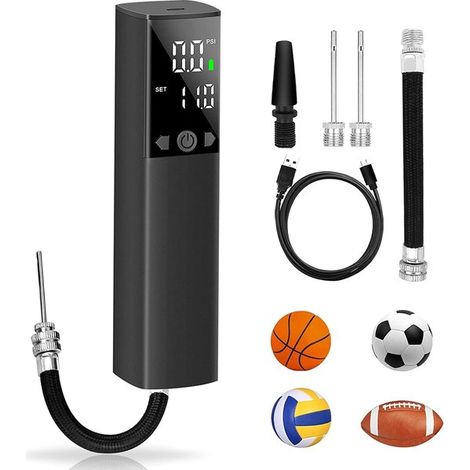 Pompe à ballon électrique avec 2 aiguilles et 1 buse, pompe à air rapide pour ballons de basket, football, volley-ball et rugby (1/5)