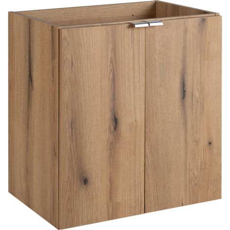 Meuble sous vasque suspendu 2 portes NOVA OAK 50 cm en chêne (1/5)