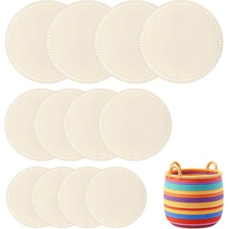 QORVA-Lot de 12 bases en bois pour panier à crochet, 10/15/20 cm, fond en bois pour crochet, plancher en bois naturel, base en bois naturel pour panier à tisser, artisanat, décoration de la maison