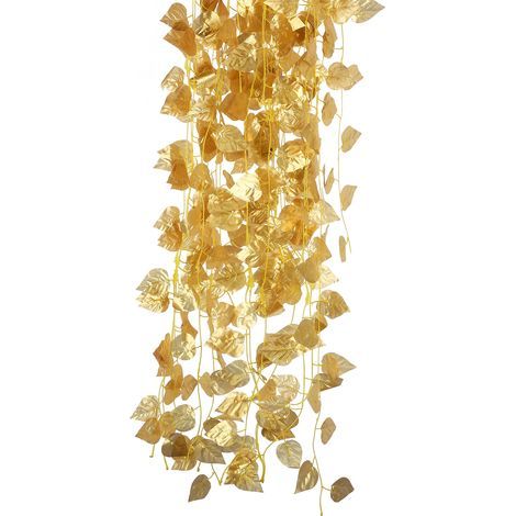 Set mit 12 künstlichen goldenen Lotusblumen, künstliche Hängegirlanden für die Gartendekoration im Freien, Hochzeitsfeier (210908XU02-3) (1/5)