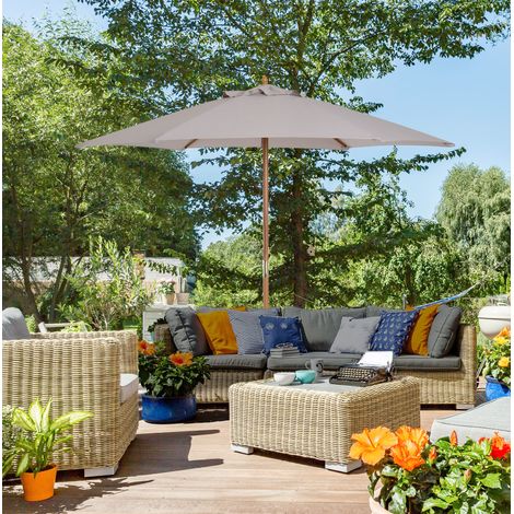 Ombrellone da giardino in poliestere grigio e bambù Ø250x230 cm, 3 posizioni, con protezione UV (1/5)
