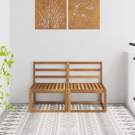 2 Stück Outdoor Mittelsofa Massivholz Akazie Natur