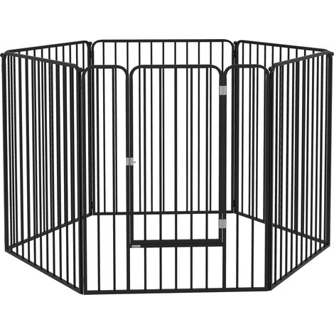 Recinto per Cani Grandi a 6 Pannelli Modulabili in Acciaio, 164x83x100 cm, Nero