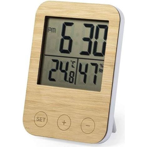 Thermohygromètre électronique à bouton tactile, horloge électronique en bambou, style minimaliste, articles ménagers en bois et bambou, vente en gros (1/4)