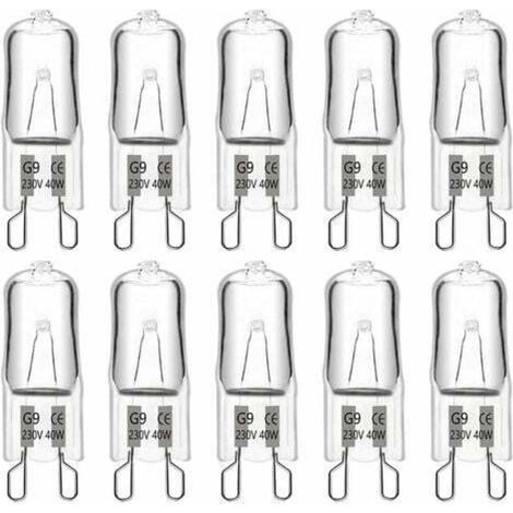G9 T4 40W 480LM 230V dimmbare Halogenlampe, 2900K warmweiß, für Kronleuchter, Schrankleuchten, Gartenleuchten, Wandleuchten (10er-Packung)
