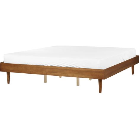 Cama moderna 180 x 200 cm con somier de láminas sin cabecero madera de fresno marrón Toucy (1/5)