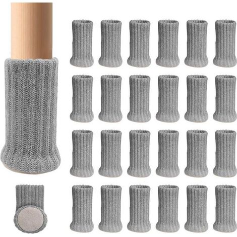 Fundas para patas de muebles，Juego de 24 piezas，Antideslizantes para patas de sillas，Fundas tipo calcetín para patas，74CM，Gris (1/5)