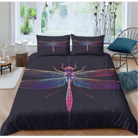 Impression Numérique 3D Libellule Housses De Couette 3 Pièces,Insectes Parure Lit De en Microfibre avec Housse 140x200 cm - FSN (1/4)