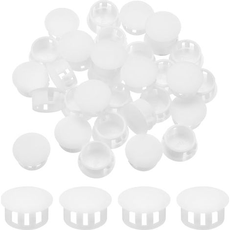 64pcs 15mm White Plastic Hole Plugs, Panel Hole Plugs Recessed Type Insert Tips for Tubes, Lockhole, Cabinet, Furniture Cabinet (1/5)