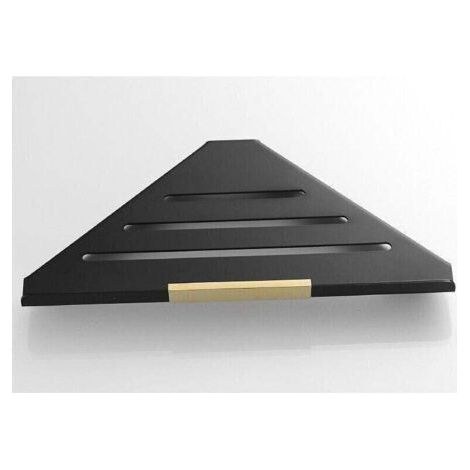 Panier de douche triangulaire en acier inoxydable pour salle de bain noire Étagère de douche d'angle de poinçonnage gratuit (1/4)
