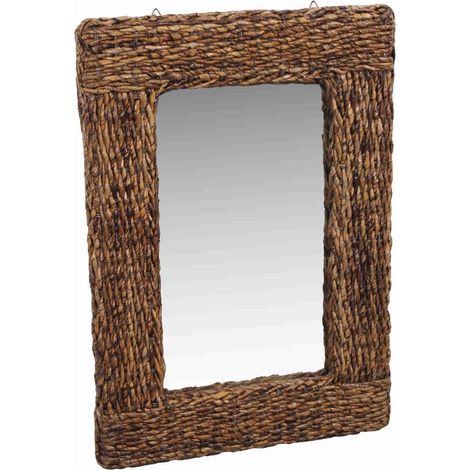 Specchio con cornice in foglie di banano, 83x56 cm