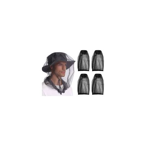 4 pièces de Cagoule Bande Noire Anti-moustiques, Anti-Insectes, adaptée à l'extérieur, au Camping et au Voyage.