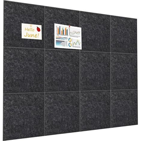 12 Pack Large Felt Notice Boards 120 x 90 cm 30 x 30 cm for Home Office Classroom Wall Decoration (DU GY-3030, 12 Pieces) (1/5)