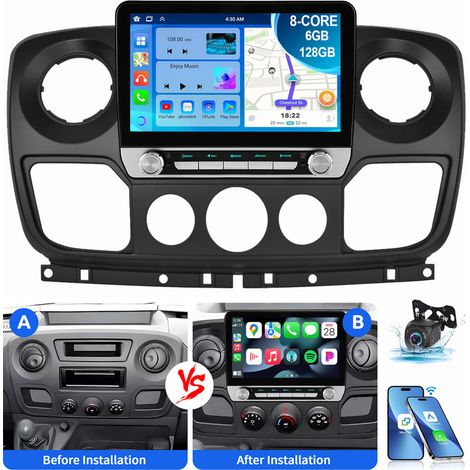 8 cœurs CarPlay Android 15 Autoradio Pour Renault Master Opel Movano B Nissan NV400 6+128G CAM (1/4)