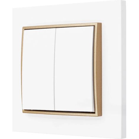 Interruptor doble con marco Karlik Mini, blanco/dorado (1/5)
