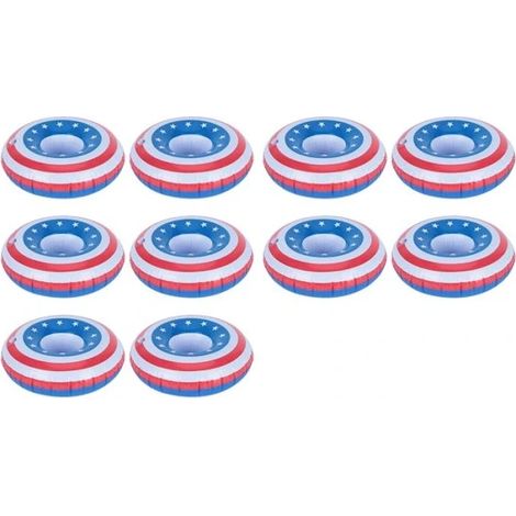 Ensemble de 10 porte-gobelets flottants gonflables pour la piscine, jouets de bain amusants (1/5)