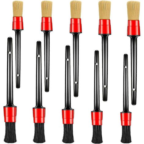 Kit de nettoyage de voiture comprenant 10 brosses pour roues et pneus, pour grilles d'aération, moteur et tableau de bord. (1/5)