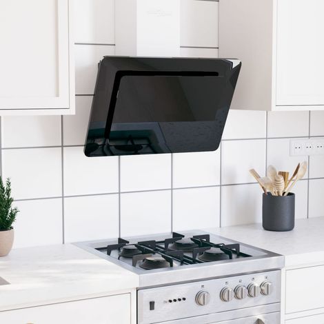 FIMEI Hotte murale 60 cm Acier inoxydable et verre trempé Noir (1/5)