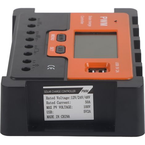 Solarladeregler für Wohnmobile und Boote, manuell wählbar in 12V/24V/48V, 50A, mit 2 USB 5V Ausgängen (Neutrale Bedienungsanleitung Parameter können je nach System und Produkt variieren). (1/5)