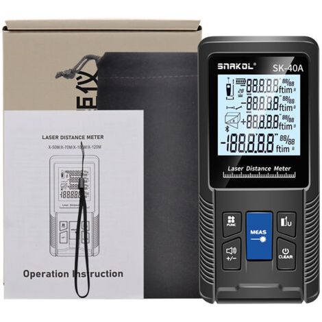 Télémètre laser intelligent 40m – Précision ±2mm – Étanchéité IP54 – Modes de mesure Pythagore et volume – Utilisation chantier et rénovation (1/5)
