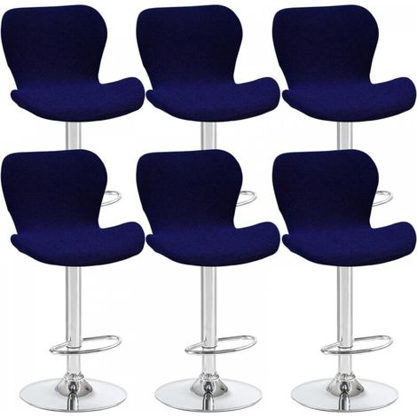 Lot de 6 housses de tabouret pivotant incurvées, bleu marine, 40 x 30 x 30 cm, pour chaise de bar à dossier bas, idéales pour les comptoirs, les bars et les cuisines (1/5)