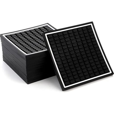 Ensemble de 12 porte-gobelets carrés absorbants mesurant 10,2 x 10,2 cm, avec tapis en caoutchouc antidérapants et résistants à la chaleur. (1/5)