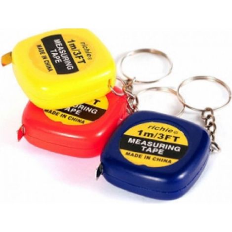 TrAdE Shop Traesio - Set 2 Mini Flessometro 1m Metro Flessibile Con Frizione Retrattile Portachiavi -
