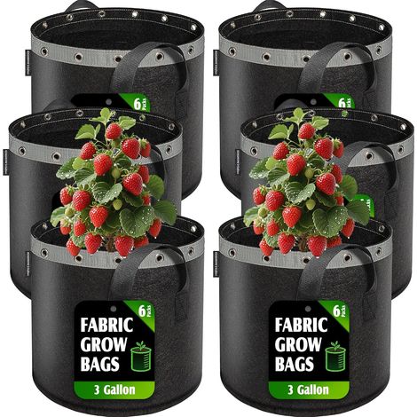 Lot de 6 sacs de culture de 11,4 litres, pots en tissu de 11,4 litres pour une croissance saine des plantes – Sacs de jardin durables et réutilisables pour cultiver des (1/5)