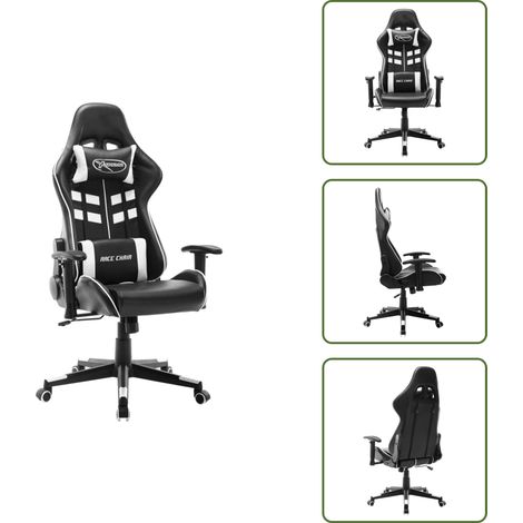The Living Store Sedia da Gaming Nera e Bianca in Similpelle - Schienale alto