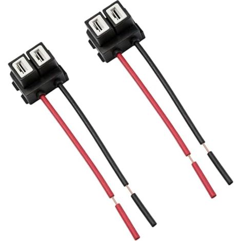 Lot de 2 douilles de lampe H7 en céramique PX26d - Câble rouge/noir de 10 cm - Culot H7 pour LED et ampoules à incandescence - 55 W - 100 W - Phares antibrouillard - Réparation (1/5)