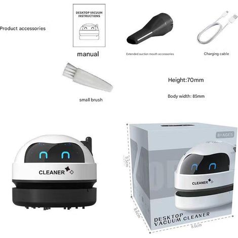 Nettoyeur de bureau, chargement USB électrique, aspirateur de bureau, balayeuse à déchets de gomme, mini poussière de clavier domestique (1/5)