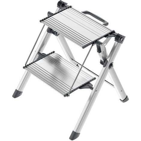 Hailo – Marchepied pliant 2 marches aluminium antidérapantes – Hauteur de travail 2.20m – Charge maximale 150kg – SKU 4310100 (1/5)