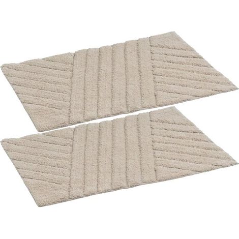 Tapis de bain - JUANIO - coloris naturel - Lot de 2 - Coton - 70 x 45 cm (1/3)