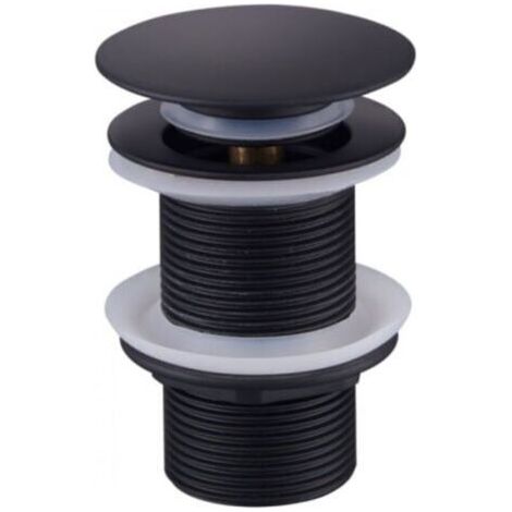 Bonde de Lavabo Noir Sans Trop Plein, Bonde de Lavabo Pop Up Noir Universelle, Bonde de Vidage Sans Trop Plein, Bonde de Vidange Sans Trop Plein, Bonde Pop Up Automatique pour Vasque a Poser (1/5)