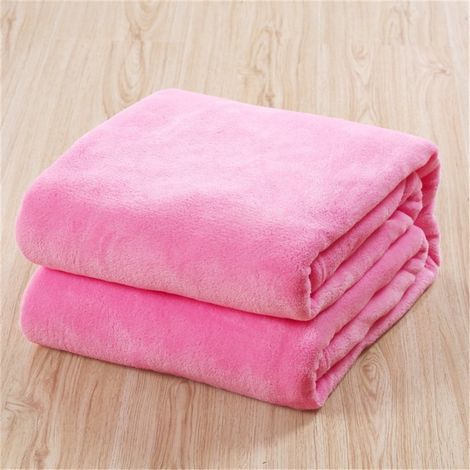 Couverture En Flanelle - 100 x 140 cm - Rose - Microplush Doux Et Chaud - Pour Canapé Lit Ou Décoration Intérieure - 1 Pièce (1/2)