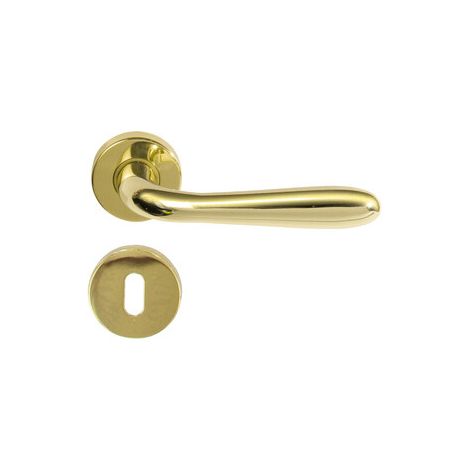 MANIGLIA ALLUMINIO AGNONE CON BOCCHETTA ORO- 2,0 pz