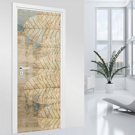 Stickers pour porte - Feuilles - 63 x 205 cm - Adhésif + Protection BRILLANTE (1/2)