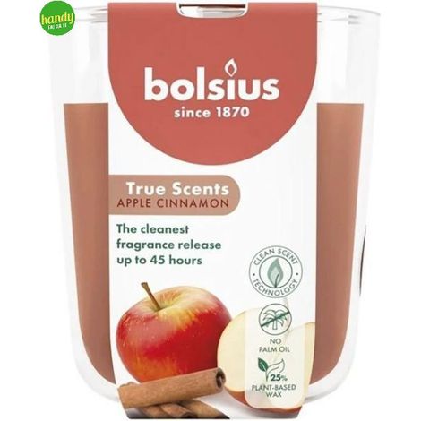 Candela vetro True Scents Mela e Cannella Bolsius