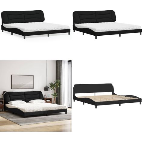 Bett mit Matratze "Hvar" Schwarz 200x200 cm Stoff - Schlafzimmerbett - Matratze (1/5)