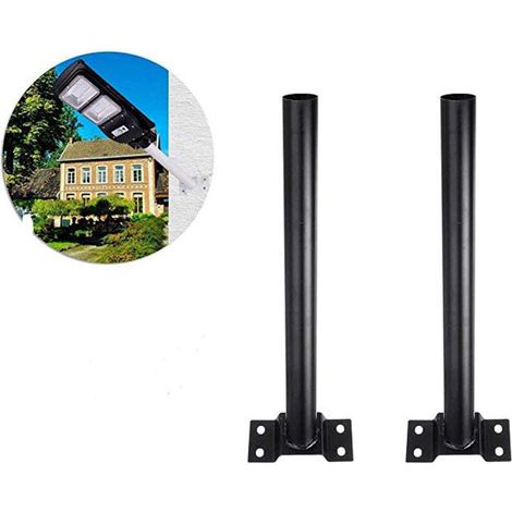 2PZ Staffa per lampione stradale Palo NERO 48cm Supporto faro Solare