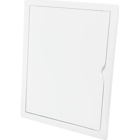 Tapa de registro rectangular empotrable blanca hecha en ABS con mecanismo de apertura push-pull apta para pladur 21,5x26,5cm EDM