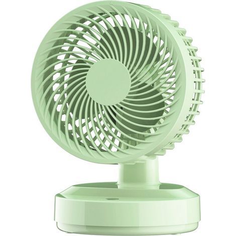 Desk fan, USB rechargeable, air circulation, quiet portable table fan for student dorms, home, green swivel head type (1/5)