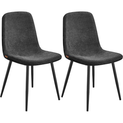Juego de 4 sillas de comedor con soporte metálico y patas regulables de fácil limpieza para cocina color gris con textura de chenilla 120004984