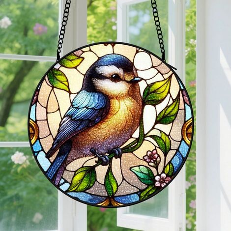 9cm Suspension en Vitrail, Attrape-Soleil Élégant en Verre Coloré, Décoration Maison Unique, Cadeau Professeur, Collègue, Classmate (1/5)