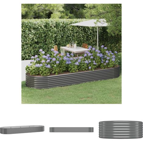 The Living Store -  Hochbeet Pulverbeschichteter Stahl 322x100x36 cm Grau (1/5)