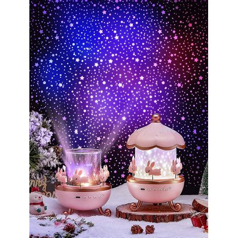 Veilleuse pour chambre d'enfant, projecteur de veilleuse avec 8 mélodies, télécommande rotative à 360° et minuterie, 12 modes d'éclairage (étoiles). (1/5)