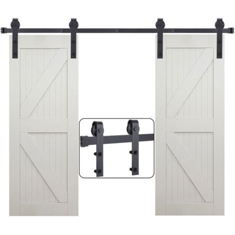Ulisem 352cm Sliding Door Hardware Kit - Double Barn Door Hanging Set for Bedroom/Garage (1/5)