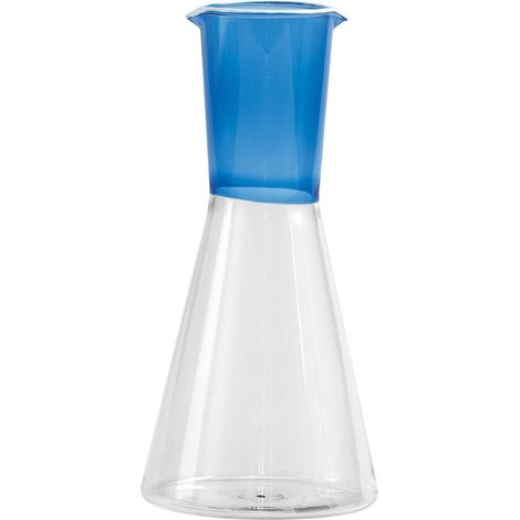 Zafferano Caraffa bicolore collezione Classy in vetro borosilicato soffiato a mano, design geometrico elegante, colore bluino e trasparente (1/5)