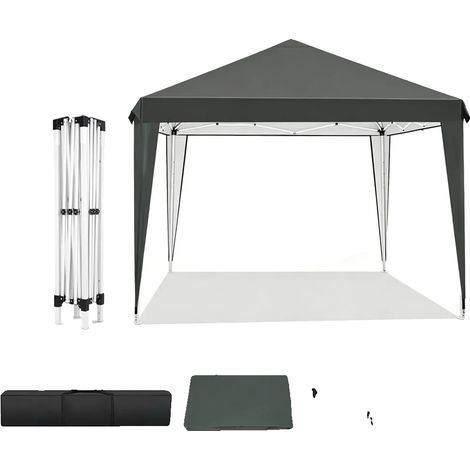 Gazebo in tessuto Oxford 420D, resistente alle intemperie, grigio scuro. (1/2)